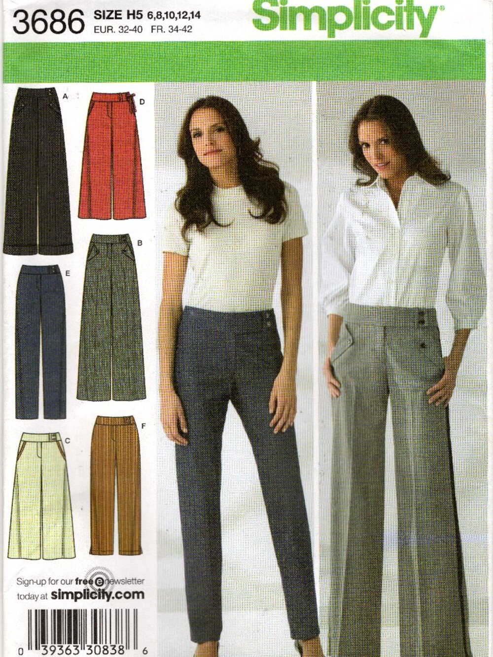 Simplicity Misses Pants Size H5 (6,8,10,12,14) Uncut Sewing Pattern